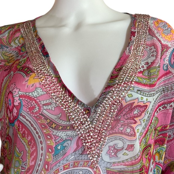 Frangí Vibran y Paisley V-Neck Beach Tunic - Picture 4 of 6